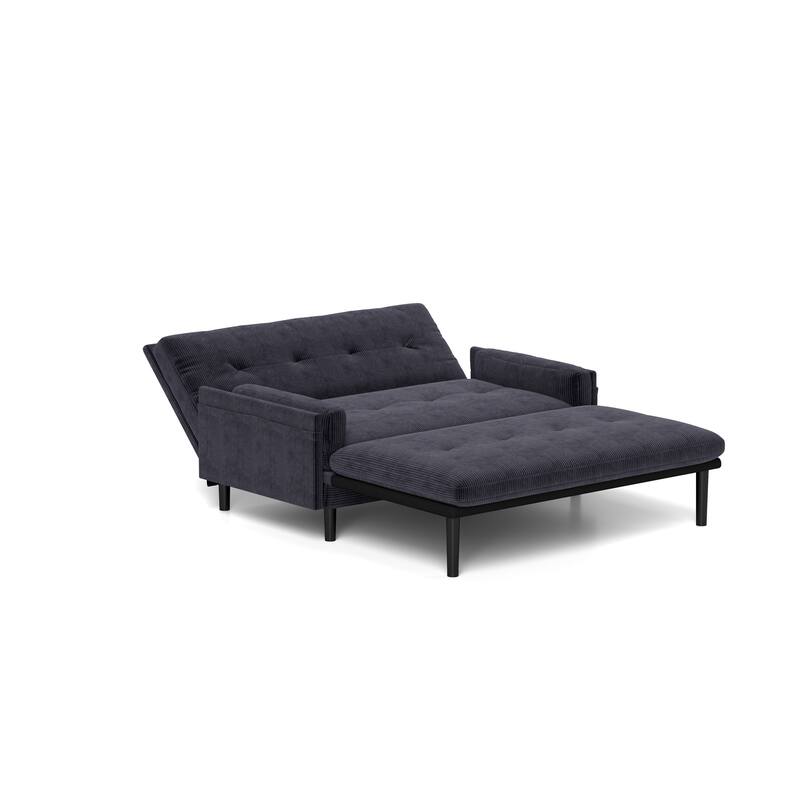 Grey 2 Seater Reclining Sofa Sleeper in Fabric and Metal