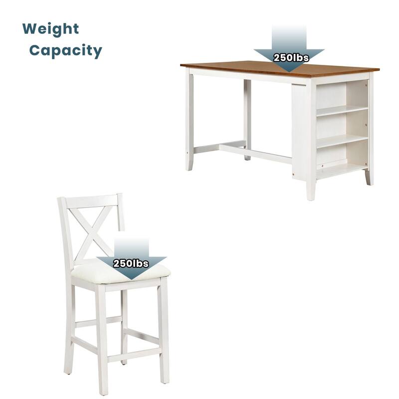 5-Piece Rustic Counter Height Wooden Dining Table Set