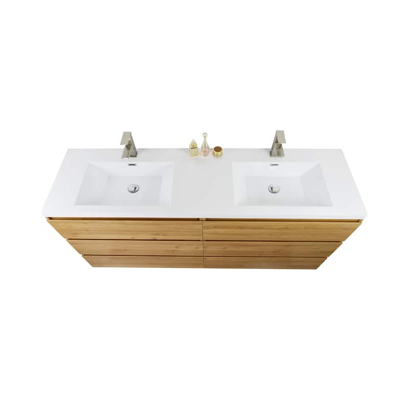 Angeles 84" freestanding bath vanity with dual basin reinforced acrylic top