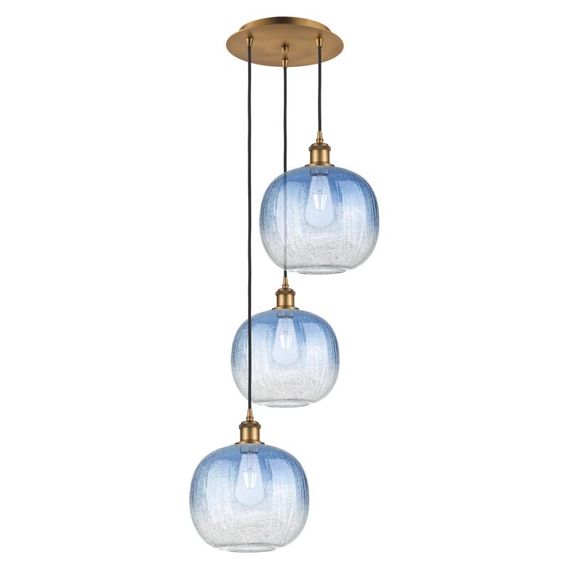 Innovations Lighting Endless Possibilities Ballston - Brookhaven Sphere - 3 Light 17" Cord Hung Multi Pendant - Brushed Brass/Sapphire Blue
