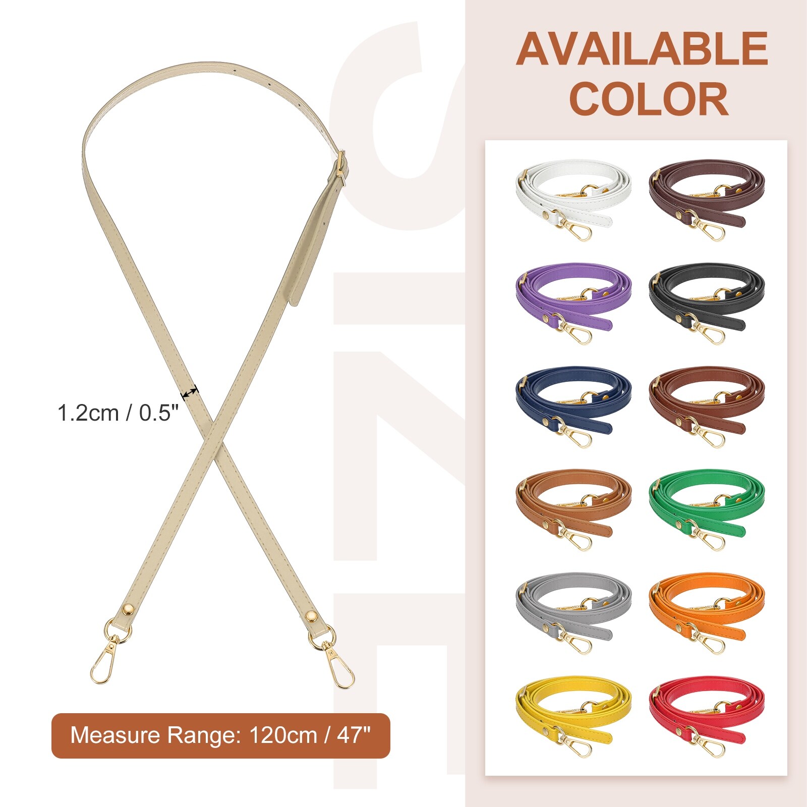 Leather Purse Strap Replacement, PU Adjustable Shoulder Crossbody Replacement Strap with Golden Hardware