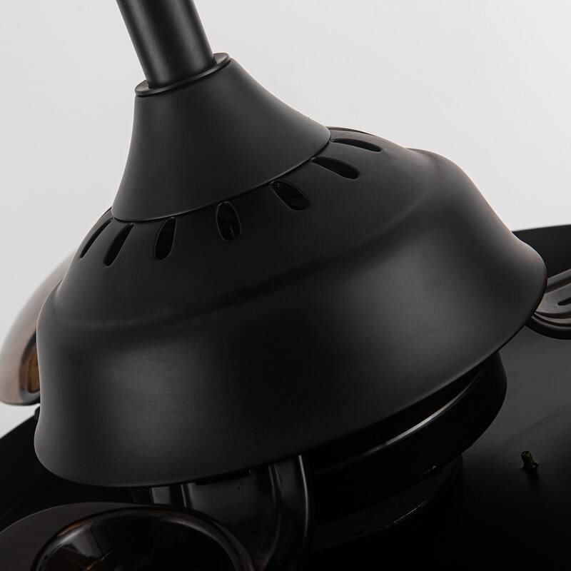 36" Indoor Black Retractable Ceiling Fan with Light and Wall Control