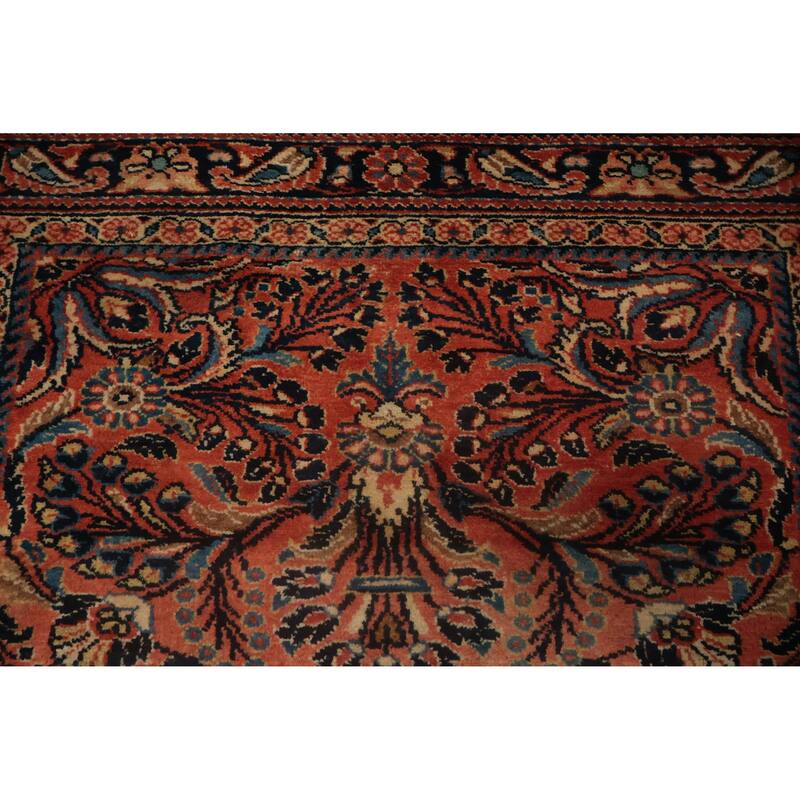 Hand Knotted Oriental 100% Wool Carpet Traditional Floral Oranges & Rust Lilian Area Rug - 4' 11'' X 3' 6''
