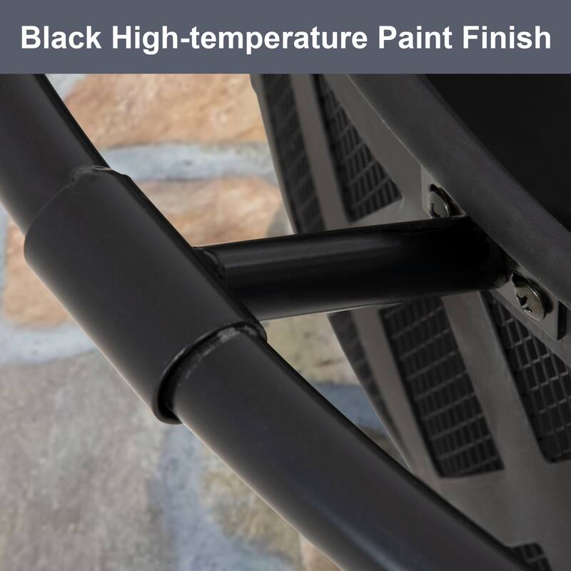 Black Cross Weave Large Round Steel Wood Burning Fire Pit with Spark Screen