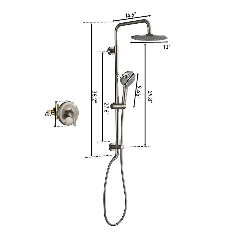 Dual Function Wall Mount Integrated Shower System with Control Valve Shower