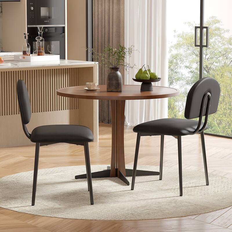 Javlergo Modern PU Leather Dining Chairs Set of 2 or 4 Upholstered Side Chairs Oval Back Compact Kitchen Chairs for Dining Room