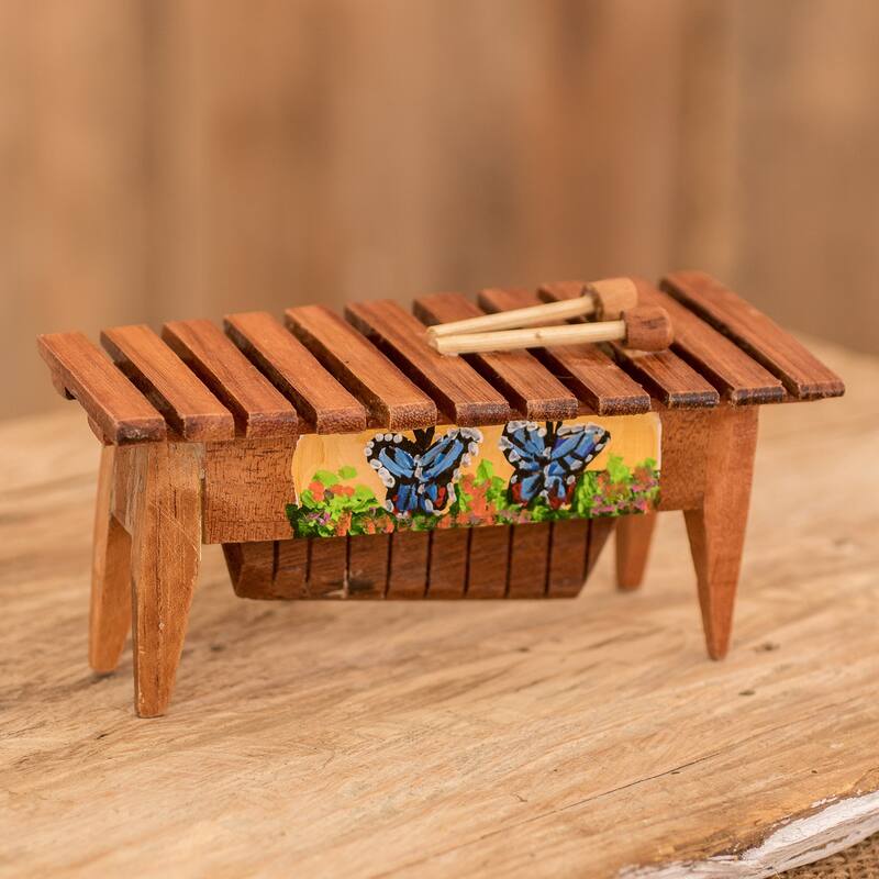 Novica Handmade Butterfly Rhythm Wood Figurine