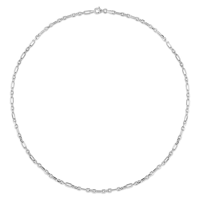 Miadora Sterling Silver Diamond Cut Figaro Rolo Necklace