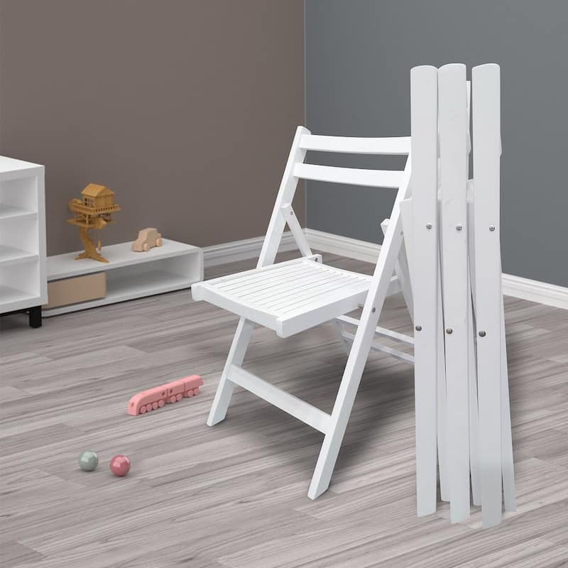 4 Pack Wood Folding Chair with Slatted Seat