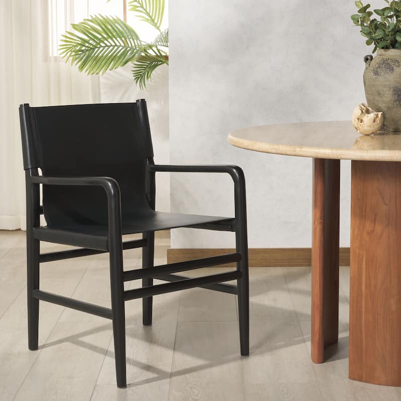 SAFAVIEH Couture Cassaphina Solid Wood Arm Chair, Fully Assembled - 22"W x 23"D x 34"H
