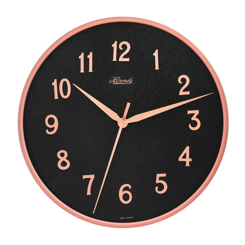 Round Wall Clock with Numeral Markers - 16" - Rose Gold and Black