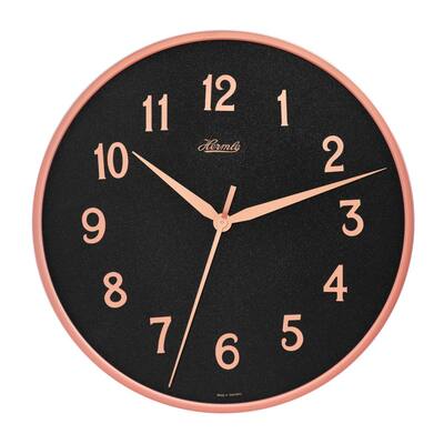 Round Wall Clock with Numeral Markers - 16" - Rose Gold and Black