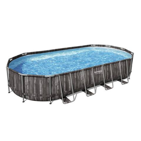 Bestway 24 Ft x 12 Ft x 48 In Power Steel Frame Above Ground Swimming Pool Set - 246