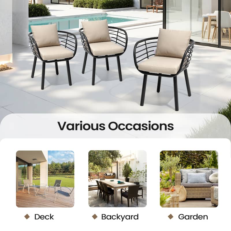 Aluminum Dining Chair with Sunbrella Seat and Back Cushions