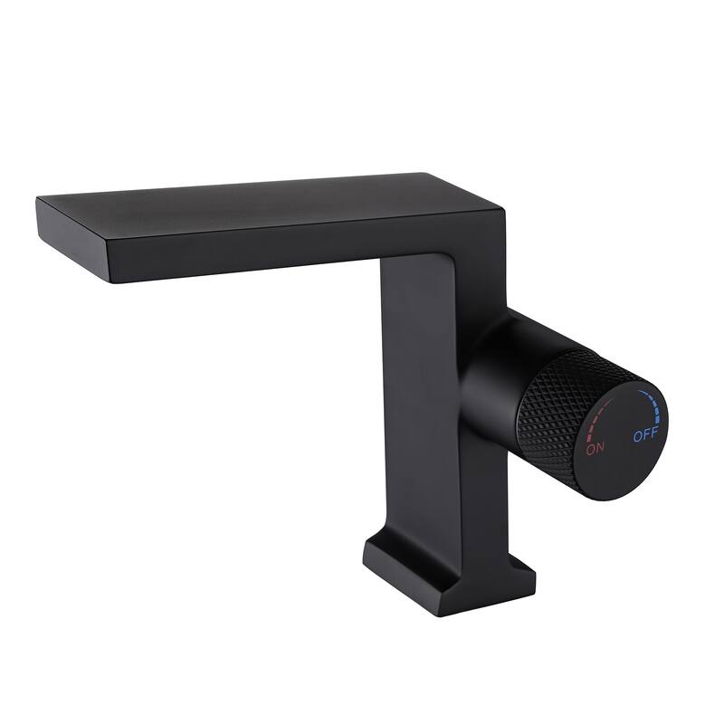 5.63"H Solid Brass Single Handle Single Hole Bathroom Sink Faucet - Matte Black