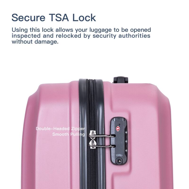 High Quality 3 Piece Hard-Shell Luggage Sets, ABS Lightweight Suitcase with Telescoping Handles and Spinner Wheels & TSA Lock