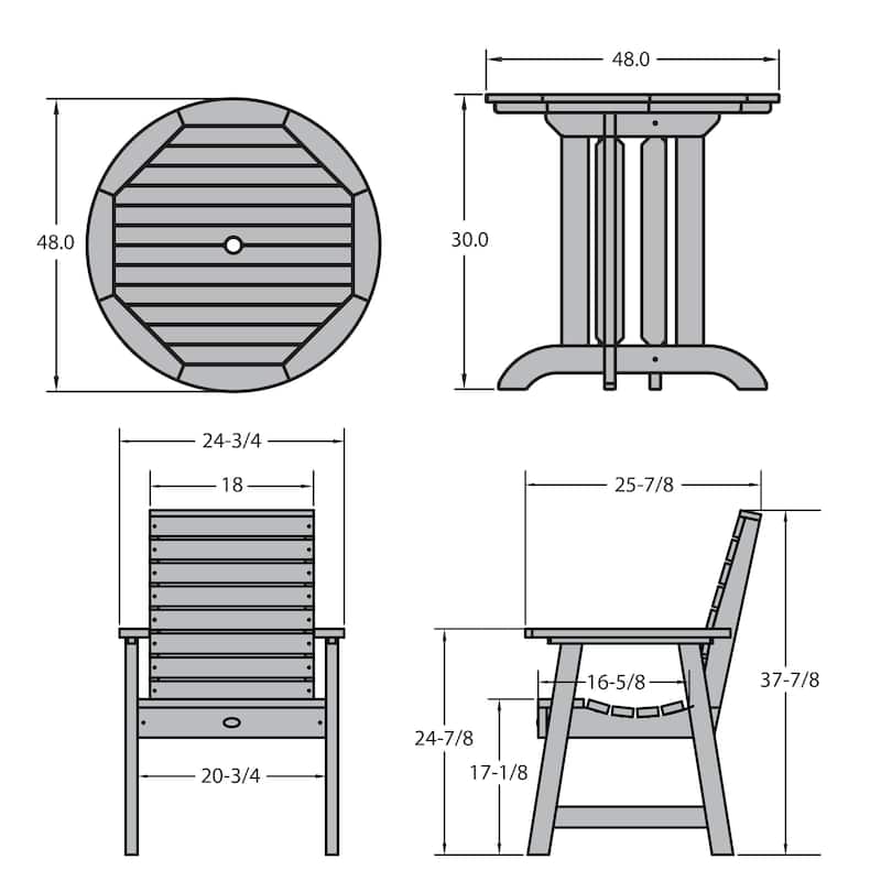 Weatherly 5-piece Outdoor Dining Set - 48" Round Table, Dining-height