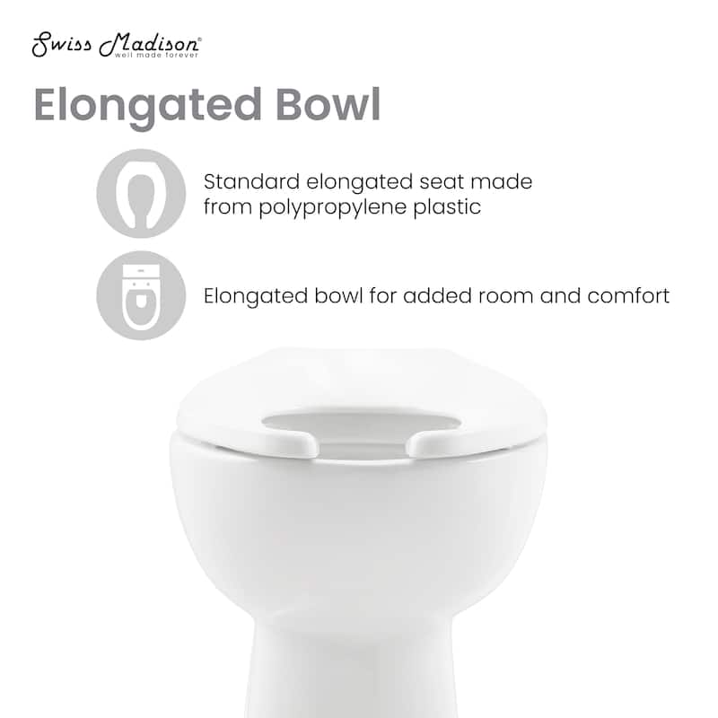 Chalon Floor-Mounted Comfort Height Commercial Elongated Top Flush Spud Flushometer Toilet Bowl - 27.95" x 15.35" 18.11"