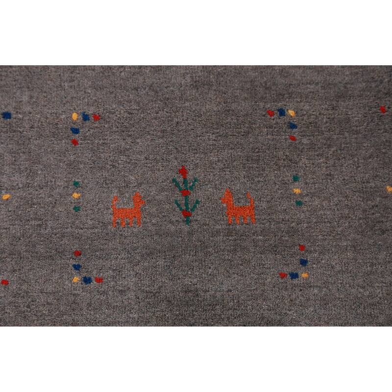 Hand Knotted Oriental 100% Wool Carpet Tribal Tribal Greys & Charcoal Gabbeh Area Rug - 10' 1'' X 8' 7''