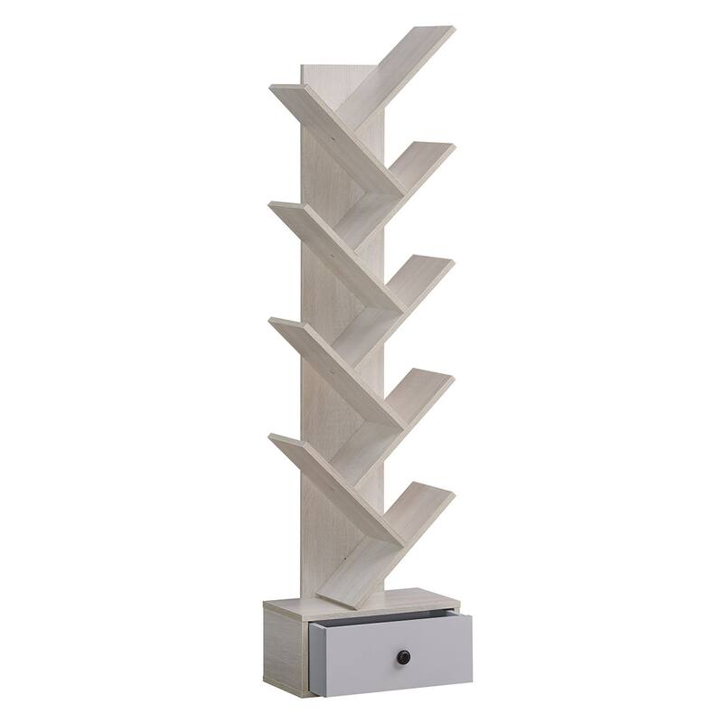 Costway 10-Tier Wooden Tree Bookshelf with Drawer Display Storage - See Details