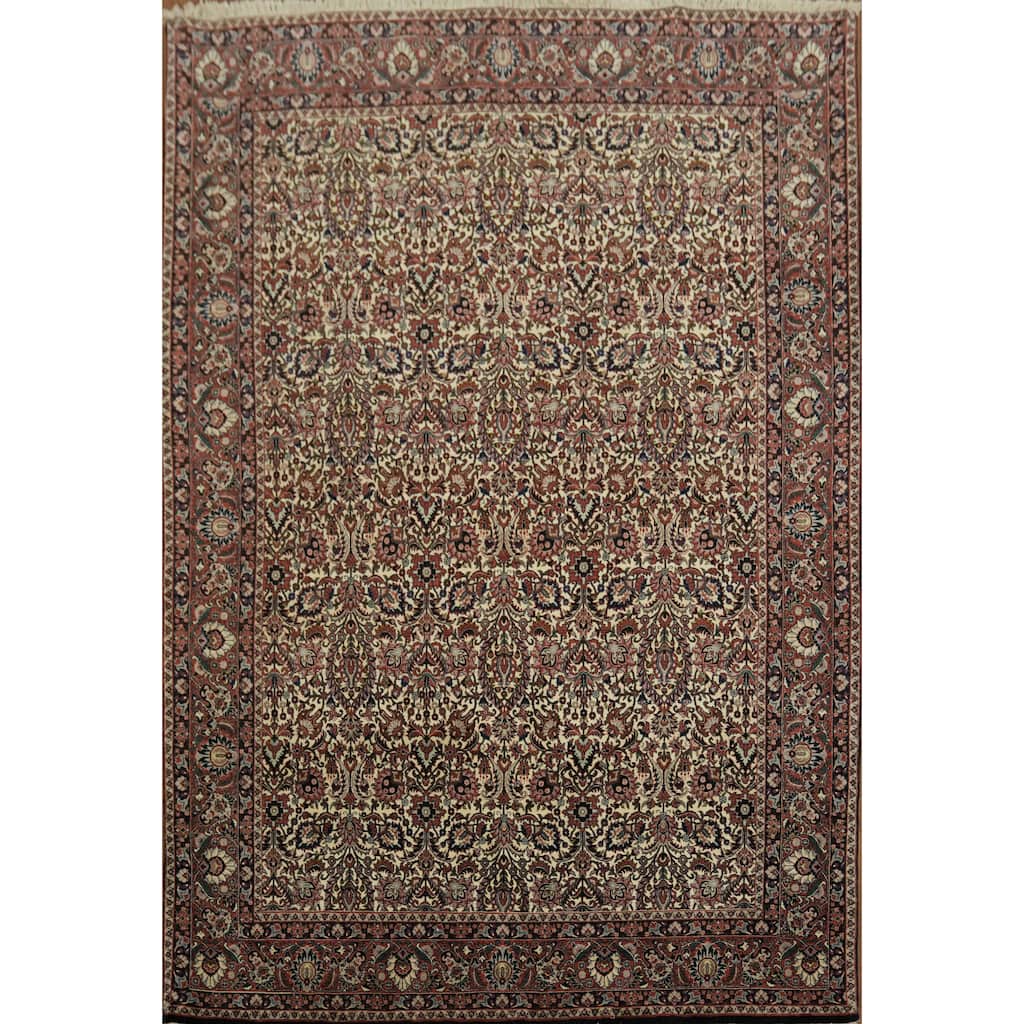 Hand Knotted Oriental 100% Wool Carpet Traditional All-Over Beige & Ivories Bidjar Area Rug - 9' 9'' X 6' 8''