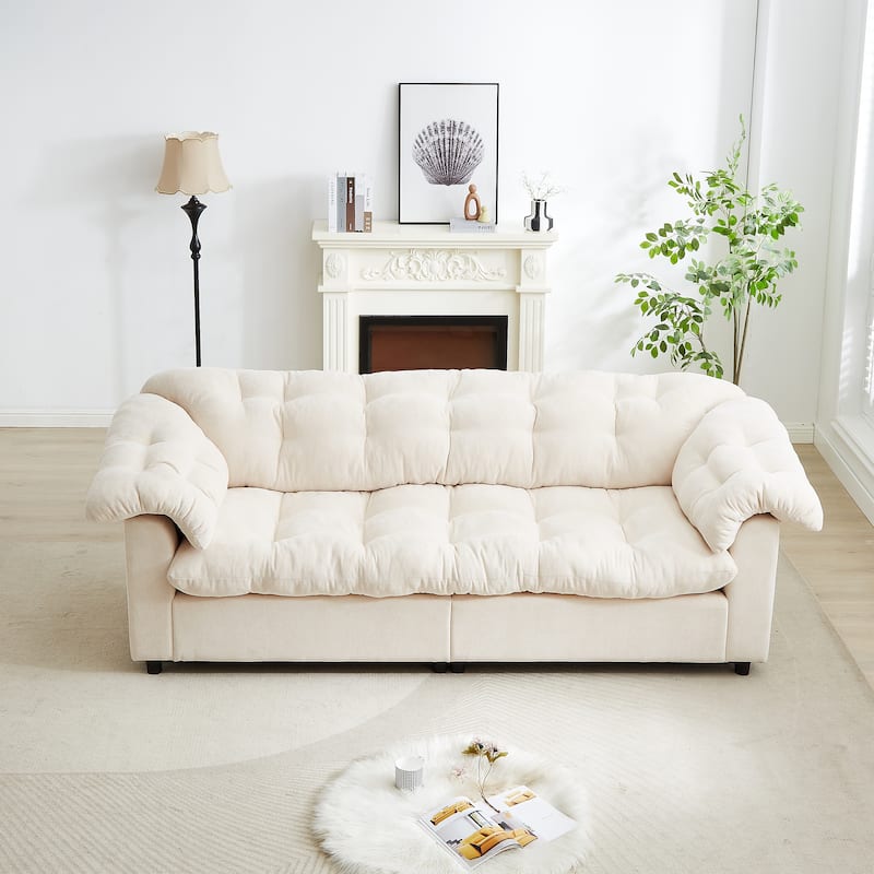 99 Inch Chenille 2-Seater Sofa,Upholstered Fluffy Cloud Sofa