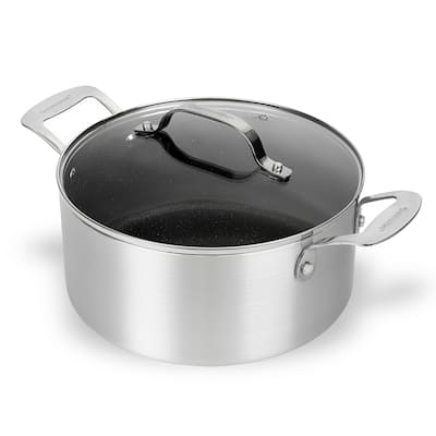 Granitestone Silver 5 QT Nonstick Stock Pot with Glass Lid