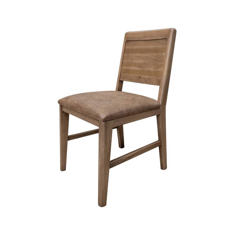 Okai Dining Side Chair Set of 2, Panel Backrest, Padded, Brown Solid Wood