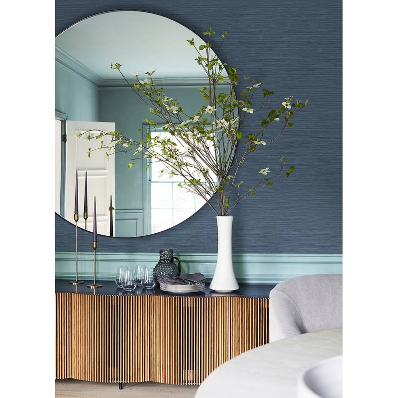 A-Street Prints Rushmore Blue Faux Grasscloth Wallpaper