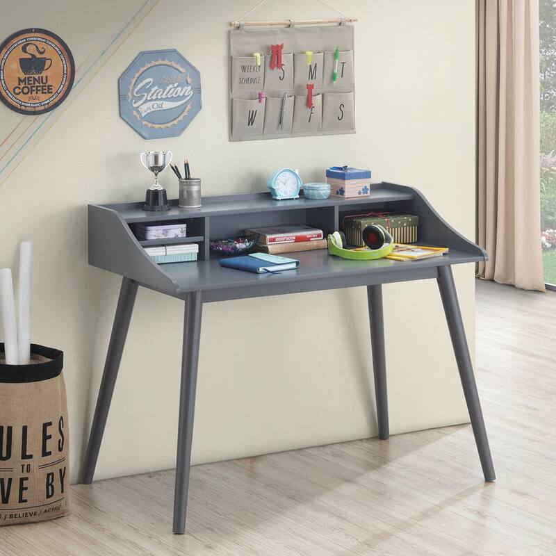 4-compartment Writing Desk in Grey - Grey