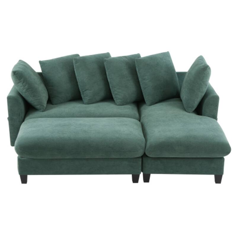 Luxurious L-Shaped Sectional Sofa with Hidden Storage, Movable Ottoman & Throw Pillows