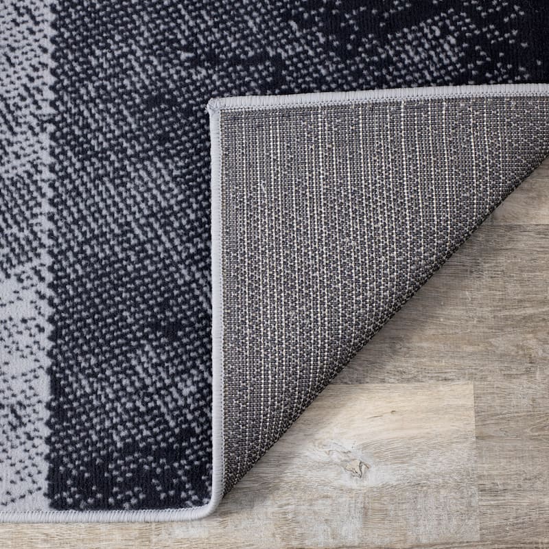 Florence Collection - Grey/Cream Distressed Squares Rug