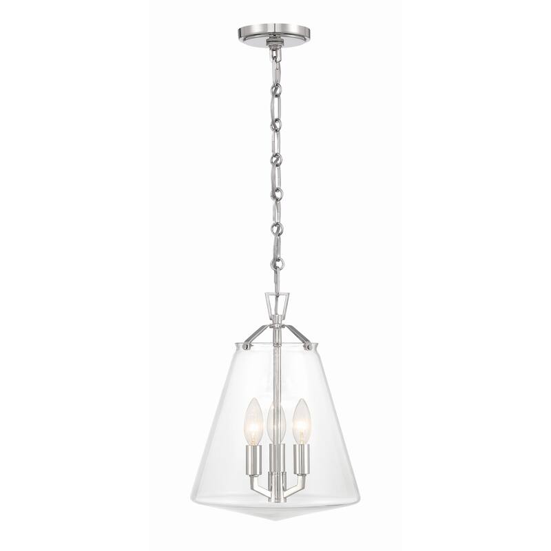 Voss 3 Light Polished Nickel Mini Chandelier - 11"W x 14.75"H x 11"D