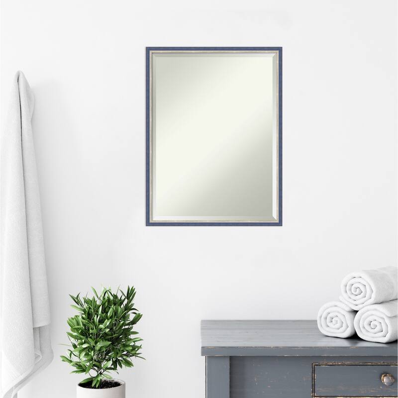 Theo Narrow Beveled Wood Framed Bathroom Vanity Wall Mirror