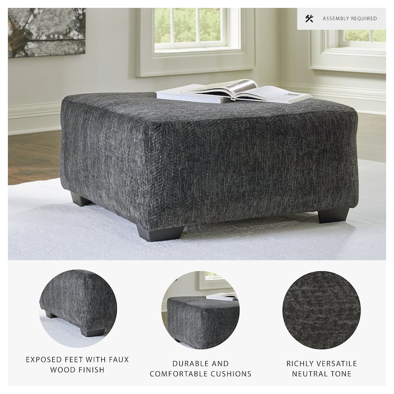 Signature Design by Ashley Biddeford Black/Gray Oversized Accent Ottoman
