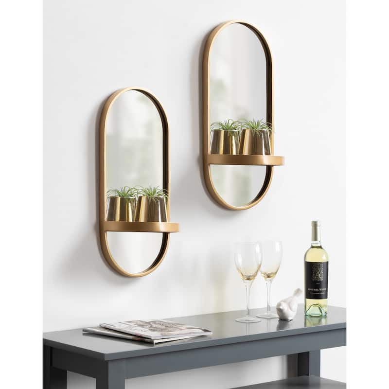 Kate and Laurel Estero Metal Oval Wall Mirror with Shelf