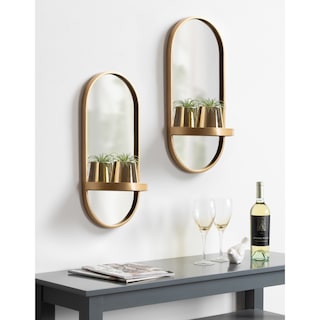 Kate and Laurel Estero Metal Oval Wall Mirror with Shelf