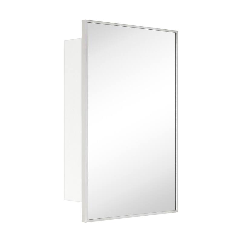 TEHOME Velin Recessed and Surface Mount Bathroom Medicine Cabinet with Mirror Square Cornered Metal Framed Rounded Rectangle