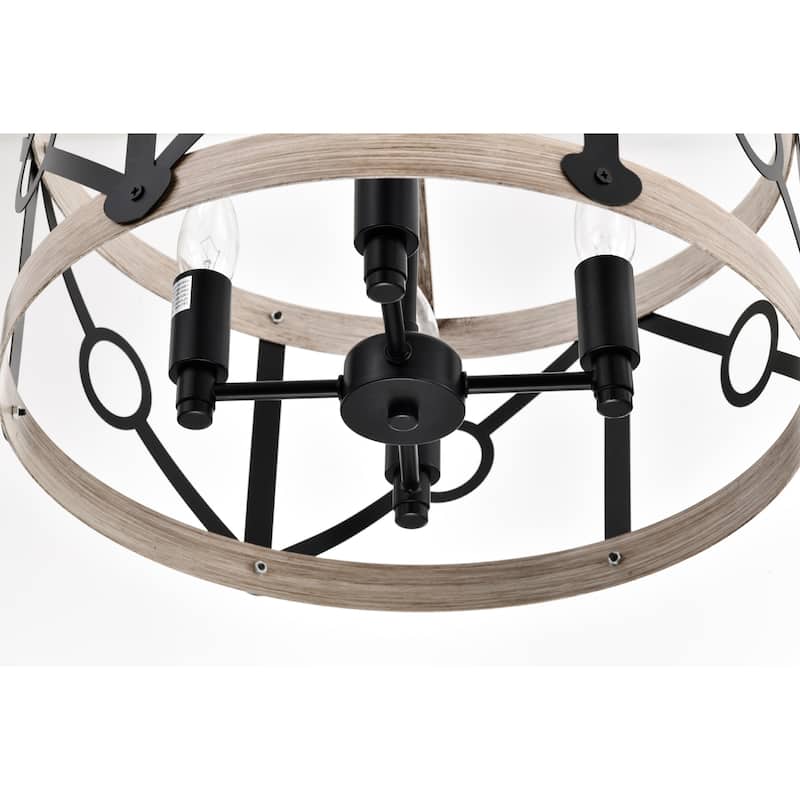 Copas 16 Inch Imitation Wood Grain Drum Shape Chandelier