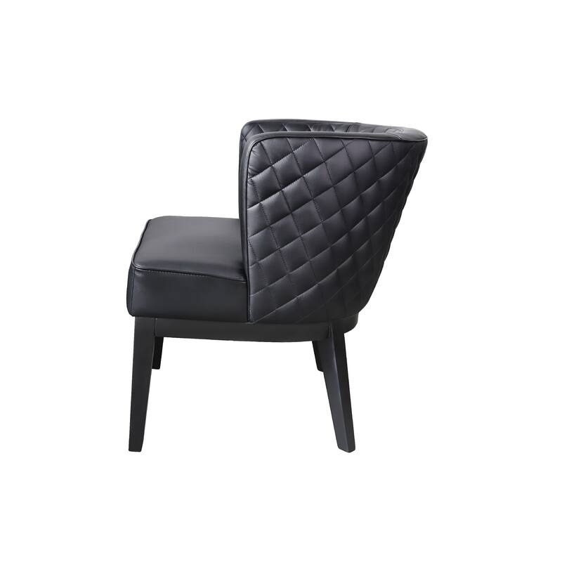 Yoma Guest Chair, Black Quilted Vinyl, Rounded Backrest