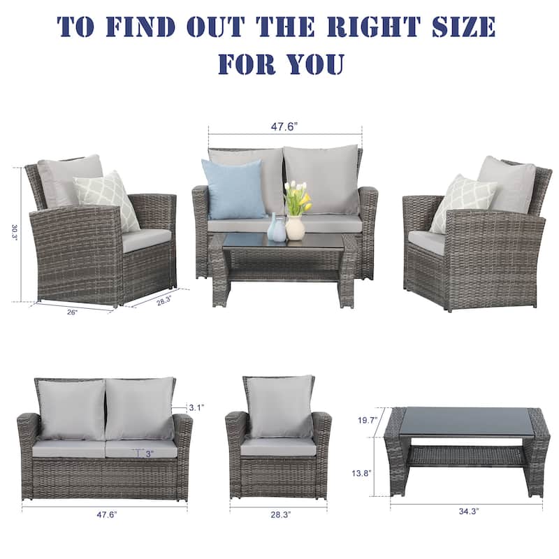 Royalcraft 4 Piece PE Rattan Wicker Outdoor Patio Furniture Set