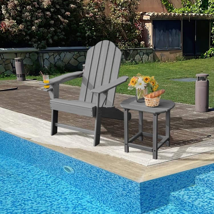 Outdoor Adirondack Chair with Built-in Cup Holder for Backyard Porch - 34" x 31" x 37" (L x W x H)