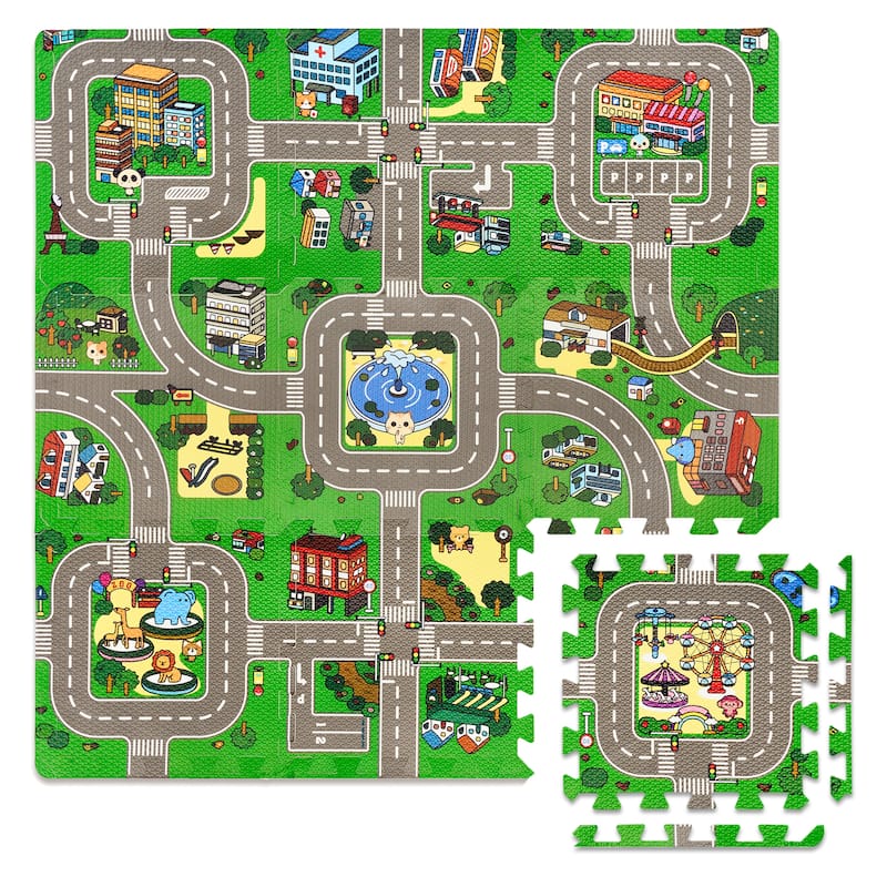Children Puzzle Play Traffic Foam Mat, 9 Pieces