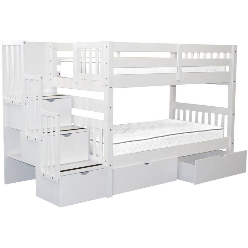 Taylor & Olive Trillium Twin over Twin Stairway Bunk Bed, 2 Drawers