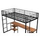 preview thumbnail 10 of 13, Black Twin Size Metal Loft Bed with Table, Shelves, Heavy-duty Sturdy Metal, Built-in Table, Safety Guardrail