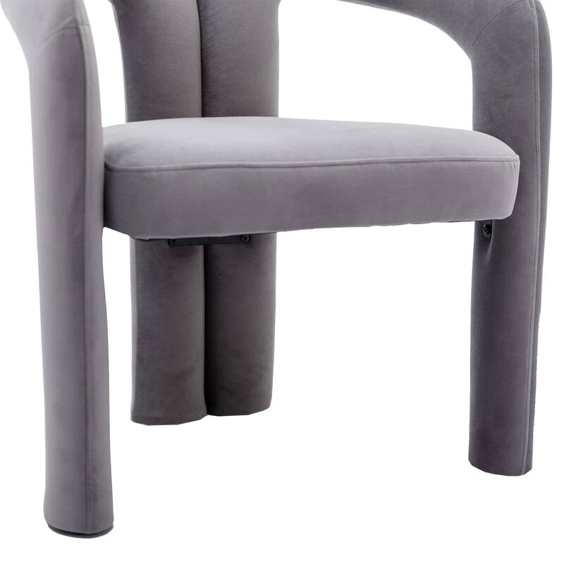 Gray Modern 25.2" Upholstered Accent Chair with Curved Circular Backrest and High-Density Foam (Set of 2)