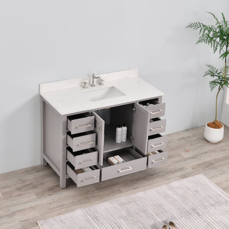 PROOX 48 inch Freestanding Bath Vanity Engineered Countertop and Ceramic Sink
