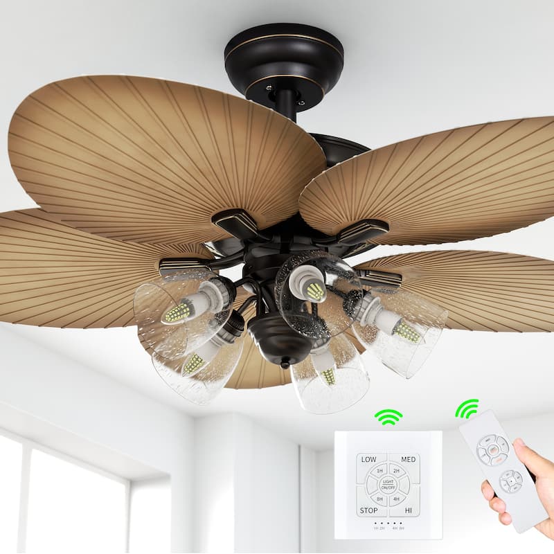Moasis 52" Tropical 5Blade Palm Leaf Ceiling Fan with Light On Sale