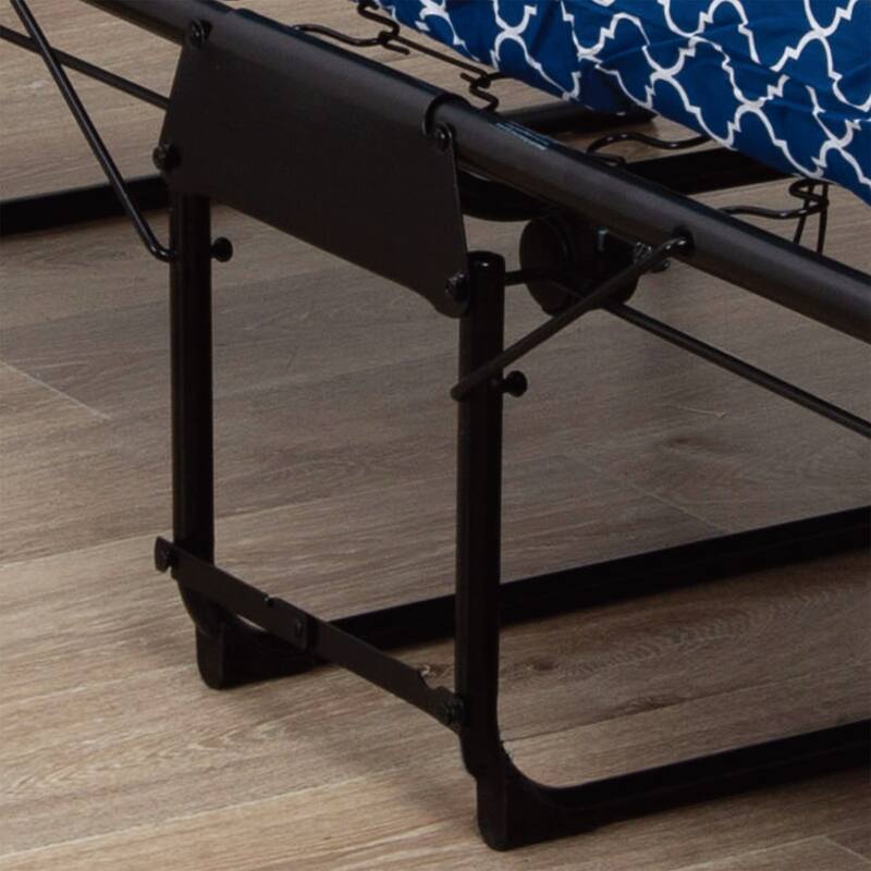 Metal Folding Bed Frame with Foam Mattress of Pockets, Easy Storage and Movable with 4 Castors