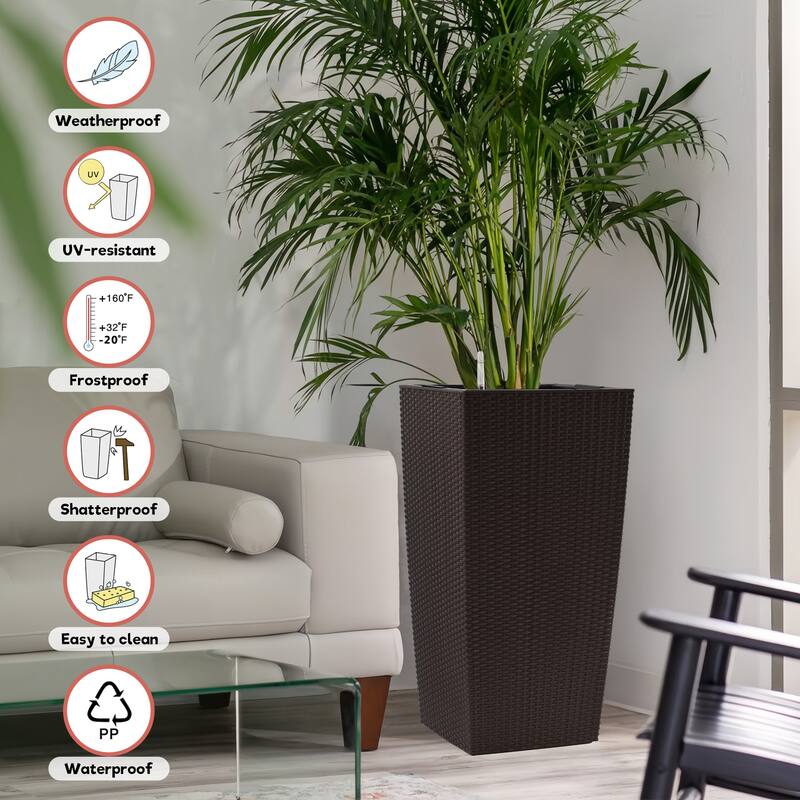 30 in Tall Large Flower Pots Planter with Self-Watering Drainage Holes&Inner Trays Indoor Outdoor Plant Pot with Drain Holes